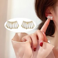 New Trend Gold Color Metal Inlaid With Crystal Stud Earrings For Women Korean Fashion Women Earrings Party Classic Jewelry Gifts