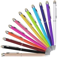 10Pc 2 In 1 Metal Capacitive Touch Screen Microfiber Stylus With Roller Ballpoint Pen Gift For Apple iPad iPhone Custom