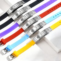 Custom Soft Silicone Bracelets Personalized Customized Bulk Stainless Steel Bangle Identity With Medical Marks Hospitalizatio