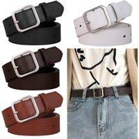 PU Leather Belt For Women Square Buckle Pin Buckle Jeans Black Belt Chic Luxury Brand Fancy Vintage Strap Female Waistband