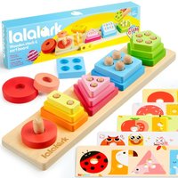 Joyfy Wooden Sorting Stacking Toys Shape Sorter Baby Educational Sensory Toys for Kids1-3 Christmas Birthday Gifts