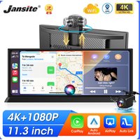 11.3 inch Car DVR 4K 360° Rotating Camera Wireless Carplay Android Auto Dash Cam Dashboard Video Recorder Bluetooth FM AUX