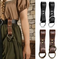 Women's Renaissance Belt Accessories Medieval Fair PU Leather Vintage Skirt Clips for Halloween LARP Cosplay Costume Party