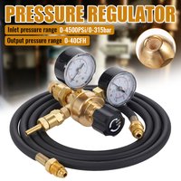 Nitrogen Requlator 0-600PSl 1/4" Thread Pneumatic Air Compressor Pressure Regulator CGA580Reduction Brass Outlet with 600cm Hose