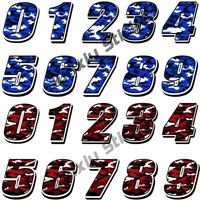 AliExpress JunXiu Blue and Red Camouflage Numbers Car Decal 0123456789 Sticker Styling Race Number Moto Vehicle Sticker Bike PVC Car Accessories