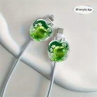 2pcs of Crystal for Apple Data Cable Protective Case Acrylic Flat Design Connector Cover For iPhone / Type-C Charging Interface