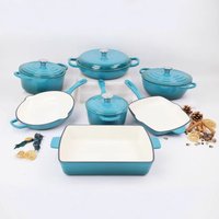 7Pcs Enamel Cast Iron Cookware Set Multi-functional Saucepan Frying Pan Seafood Pan Baking Pan Kitchen Pot Set 2
