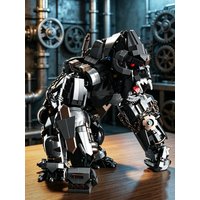 1397-Piece Steampunk Mechanical Gorilla Building Block Set, Cyberpunk Mecha Creature Assembly Model, Collectible Realistic Animal Model, DIY Industrial Style Mecha Building Blocks, Gift for Adults &