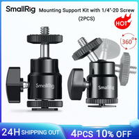 SmallRig 1/4" Camera Hot shoe Mount With Additional 1/4" Screw Support Bracket Dslr Cold Shoe Mount (2pcs Pack)-2059