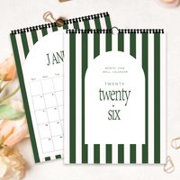 1pc 2026 Wall Calendar, Simple Striped Design,12 Beautiful Designs,Monthly Plans, Perfect Gift for Birthday, Christmas, New Year