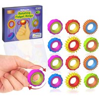 Fidget Sensory Rings for Kids – 6/12 Pack Textured Finger Spinner Rings – Calming Fidget Toys for Autism, ADHD, Anxiety Rel