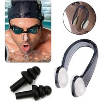 Silicone 4 Ear Plugs +2 Nose Clips Swimming Diving Waterproof Kids Adult Surfing