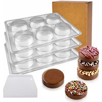 3Pcs Chocolate Covered Mold Set with Scraper, PET Round Baking Molds for Sandwich Cookies