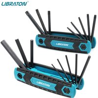 LIBRATON 8 in 1 Folding Allen Wrench Set Metric Allen Key Set Tool Or Folding Tamper Proof Torx Key Set Portable Star Wrench Kit