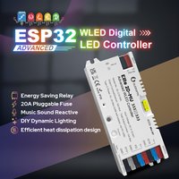 Contrôleur de bande LED GLEDOPTO Elite ESP32 WLED, son dynamique réactif au microphone, fusible 20A, UART, économie d'énergie, relais, bande LED RVB adressable