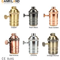 GANRILAND Culot de lampe E27 en cuivre, support de lampe DIY avec interrupteur, douille Edison vintage, support de lampe en laiton antique