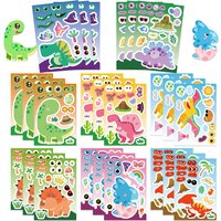 8/16/24PCS Cartoon Dinosaur Face Changing Make a Face Collage DIY Decoration Notebook Stationery Luggage