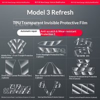 For Tesla Highland Model 3 Car Interior Protective Film TPU Center Console Headlight Car Door Scratch-Resistant Film Car Cover