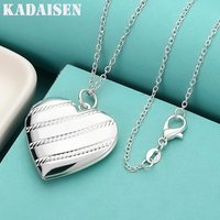 925 Sterling Silver Necklace 18 Inches Heart Photo Frame Pendant For Women Fashion Trend Jewelry Christmas Gifts