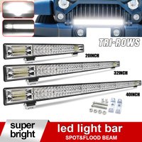 Braveway LED-Lichtleiste, dreireihig, superhell, 12 V/24 V, weiße, bernsteinfarbene Nebelscheinwerfer, IP68, Arbeitsleuchte, Offroad-Fahrlicht für SUV, UTV