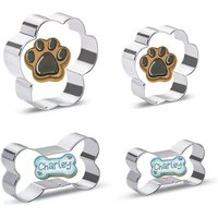 Dog Bone Cookie Cutter Mould Stainless Steel Dog Paw Dog Footprint Biscuit Mold Fondant Pastry Decor Baking Tools