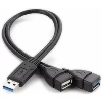 Universal USB 3.0 2.0 Male To Dual USB 3.0 Female Jack Splitter 2 Port USB Hub Data Cable Adapter Cord For Laptop Computer