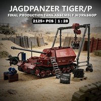 Military WW2 Ferdinand Jagdpanzer Final Production Tiger Tank Assembly Workshop Soldiers Building Blocks Bricks Toys Kids Gifts