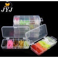 WODJYJ box package 50pcs 4cm 5cm 6cm soft silica lure grub maggot worm bait with T-tail isca pesca artificial worm lure bait
