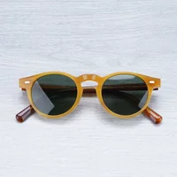 Gregory Peck Vintage Designer Sunglasses for Women OV5186 2023 Transparent Acetate Retro Round Polarized Sun Glasses Men