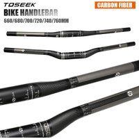TOSEEK 31.8mm Bicycle Handlebar Carbon Fiber Bicycle Handle Bar 660/680/700/720/740/760mm Bike Riser Bar MTB Flat Cycling Bars