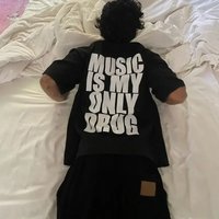 Alphabet Musicis My Only Drug Fun English T-shirt Oversized Streetwear Men Women Summer Cotton Short Sleeved Trendy Niche Tees