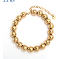 MHS.SUN Waterproof Smooth Beads Bracelet Adjustable Gold Silver Color Stainless Steel Round Balls Bracelets Unisex Party Jewelry