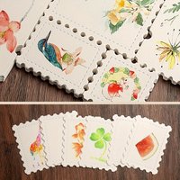 25PCS Artistic Hand-Painted Stamp Shaped Watercolor Paper, Blank Postcard Creative Card Bookmark, , Art Painting Supplies