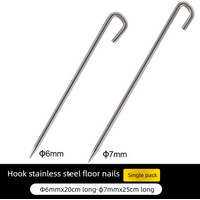 Stainless Steel Tent Stakes Heavy Duty 6/7mm 20/25cm Curved Hook Camping Pegs for Outdoor Tent Tarp Canopy Ground Anchors