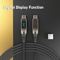 240W USB C to Type C Braided Charger Cable,Fast Charging Cord with LED Display for iPhone 17/16/15,Samsung Galaxy S25/S24/S23