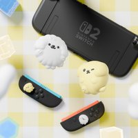 PlayVital Cute Thumbstick Caps for Nintendo Switch 2, Kawaii Silicone Thumb Grips for Joycon 2 (4pcs) - Fluffy & Winky Pups