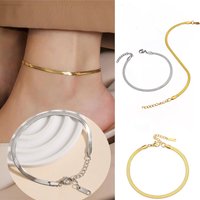 Stainless Steel Gold Silver Color Flat Knife Foot Chain Waterproof Adjustable Anklet Barefoot Jewelry Wholesale Drop Shipping