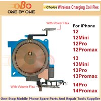 Wireless Charging Coil Sticker With Power Volume Flex Cable For iPhone 12 13 Mini 14 Pro Max Wireless Charger Panel Repair (1PC)