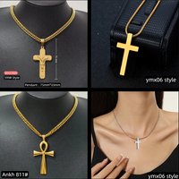 Religious Big Small Jesus Cross Pendants Silver Gold Color Stainless Steel Cuban Chain Christian Necklaces For Women Men Jewelry