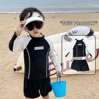 Black Two Piece Bathing Suit for Boys Children Swimwear 2026 New Long Sleeve Swimsuit for Toddlers