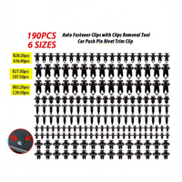190Pcs 6 Size Auto Fastener Plastic Fastener Rivet Car Push Pin Rivet Trim Clips Kit Car Replacement Parts