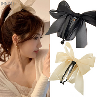 【NN74】New Fashion Ribbon Bow Banana Hair Clips Hairpin For Women Back Head Ponytail Headdress Hair Accessories【W4】