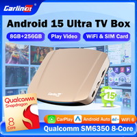 CarlinKit Android 15 TV Box Ultra WiFi6 SM6350 8-Core For Netflix Play Store GPS WiFi/SIM Card Wireless Android Auto CarPlay Box