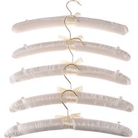 5Pcs 38cm White Satin Padded Top Hangers Clothes Coat Bridal