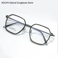 ALICIA Luxury Ultra light TR90 Pure Titanium Fashion Retro Polygon Spectacle Full Frame Optical Prescription Frames Woman Men