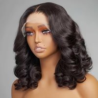 250% Density 13x4 Lace Frontal Short Bob Wigs Body Wave 100% Human Hair 4x4 Closure Loose Wave Natural Black Baby Hair Bob Wigs