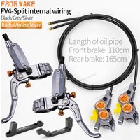 AliExpress JSHOU BIKE FROG WAKE FV4 4-piston hydraulic disc brake kit Split type aluminum inline radial Front /rear brake Grey/Silver/black bike part