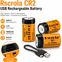 3.7V CR2 9000mAh Rechargeable Battery USB-C Fast Charge High Capacity Lithium Battery for Camera Flashlight Security Devices