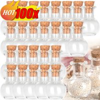 Transparent Mini Cork Stopper Bottles Glass Jars DIY Art Crafts Empty Wishing Bottle with Cork Stopper Xmas Wedding Party Decor