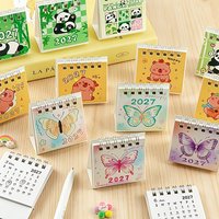 4pcs Random 2027 Mini Desk Calendar, Cute Panda Capybara Butterfly Pattern,Flip Desktop Planner,Daily ,for Home Office,Students